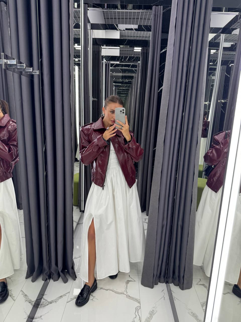 Leather Jacket. Geaca burgundy din piele naturala KALINKA FURS