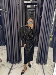 Leather Jacket. Geaca din piele neagra KALINKA FURS