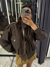 Brown jacket with staples. Geaca din piele naturala cu capse KALINKA FURS