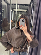 Leather Jacket. Geaca din piele naturala maro KALINKA FURS