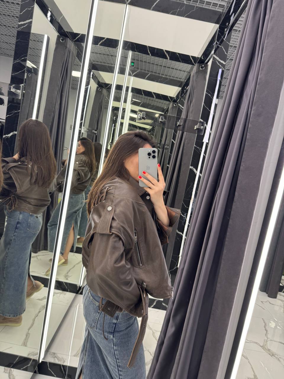 Leather Jacket. Geaca din piele naturala maro KALINKA FURS