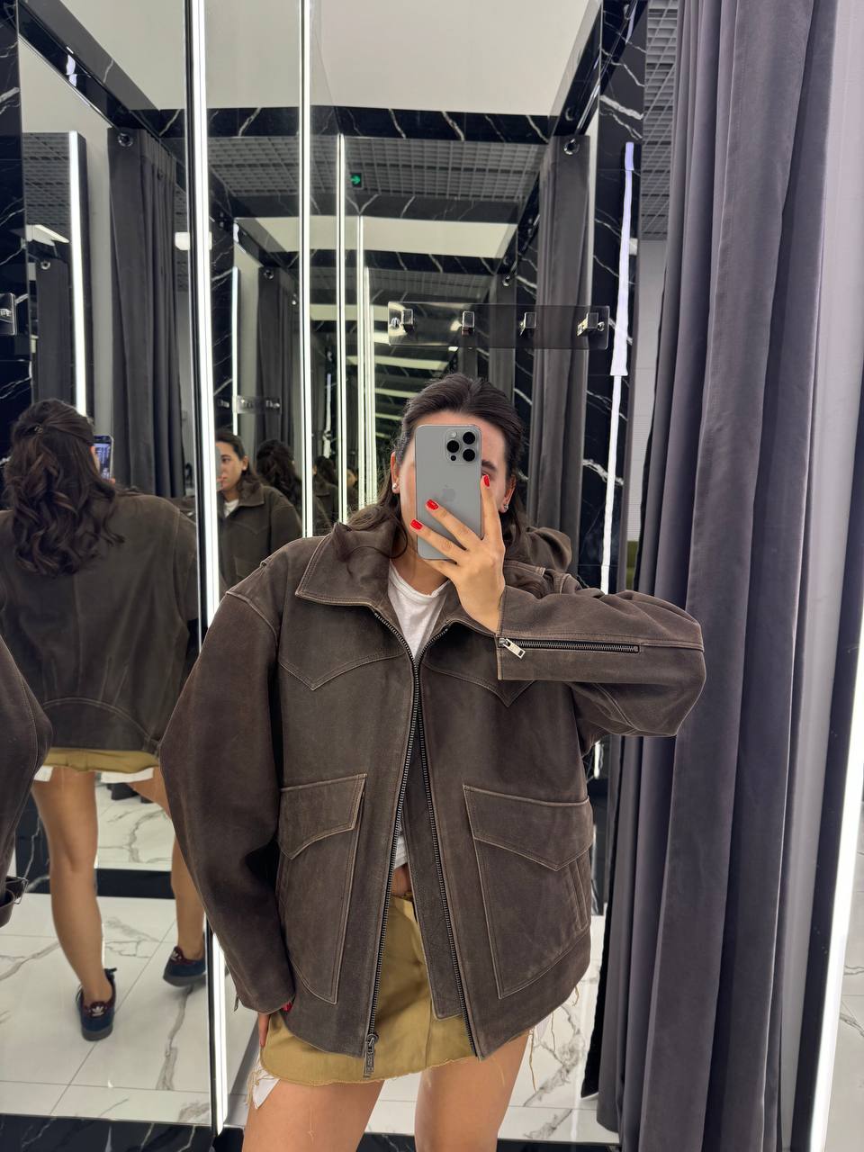 Leather Jacket. Geaca din piele naturala maro. KALINKA FURS