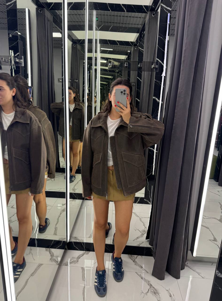 Leather Jacket. Geaca din piele naturala maro. KALINKA FURS