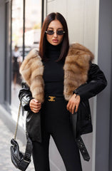 Marten Winter Jacket. Jacheta din piele naturala cu guler din jder KALINKA FURS