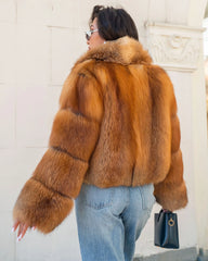 Roxane Natural red fox fur coat with wide collar