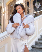 Marseille Haină de blană din vulpe autentică, cu guler amplu