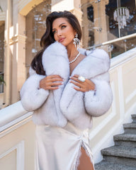 Marseille Genuine fox fur coat with wide collar