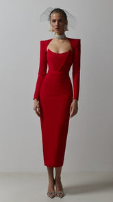 Rochie cu maneci lungi si lungime midi KALINKA FURS