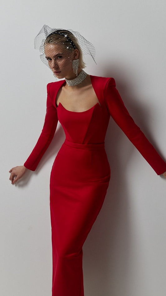 Rochie cu maneci lungi si lungime midi KALINKA FURS