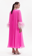 Rochie cu detalii roz pe cristale KALINKA FURS