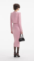 Costum cu nasturi de cristal cu design roz KALINKA FURS