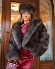 Mirabella Natural fox fur coat with wide collar