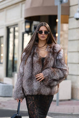 Sabine Natural silver fox fur coat