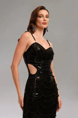 Rochie cu perle negre KALINKA FURS