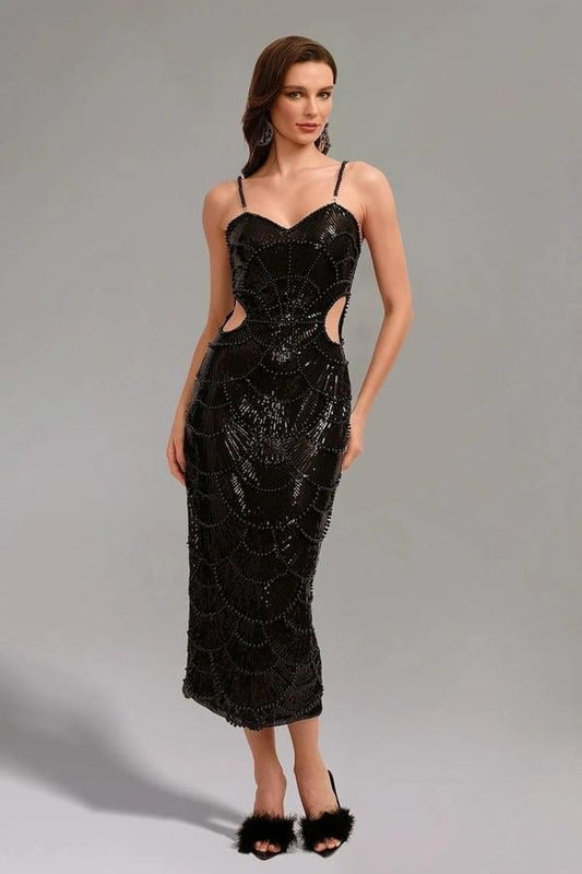 Rochie cu perle negre KALINKA FURS