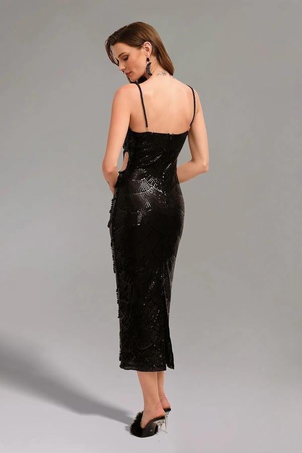 Rochie cu perle negre KALINKA FURS