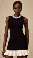 Rochie neagră cu mini perle KALINKA FURS