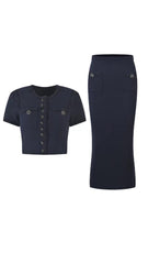 Costum bleumarin cu nasturi de cristal KALINKA FURS