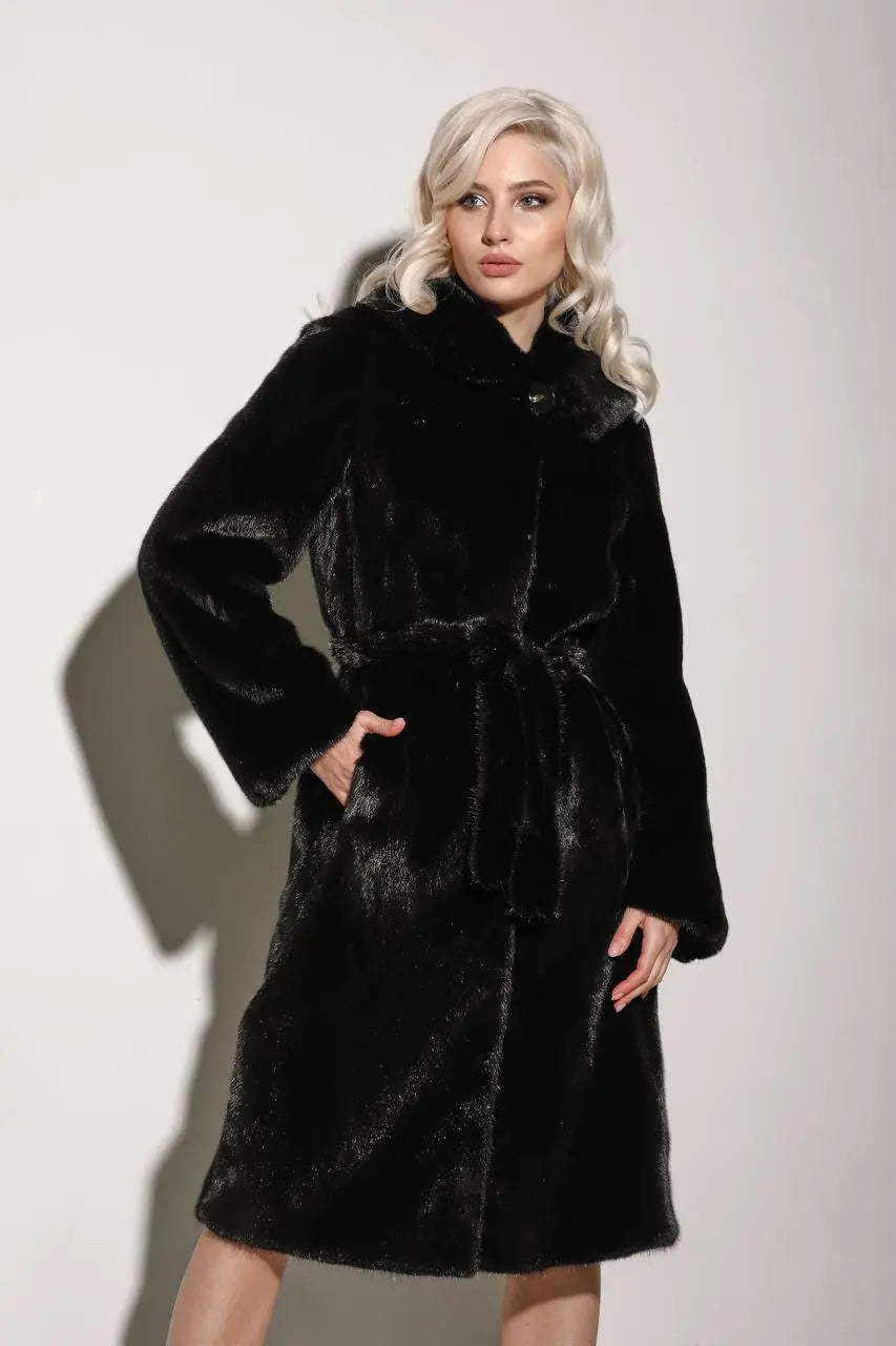 Mink natural fur coat 170 cm. Haina din blana naturala de vizon 170 lungime KALINKA FURS