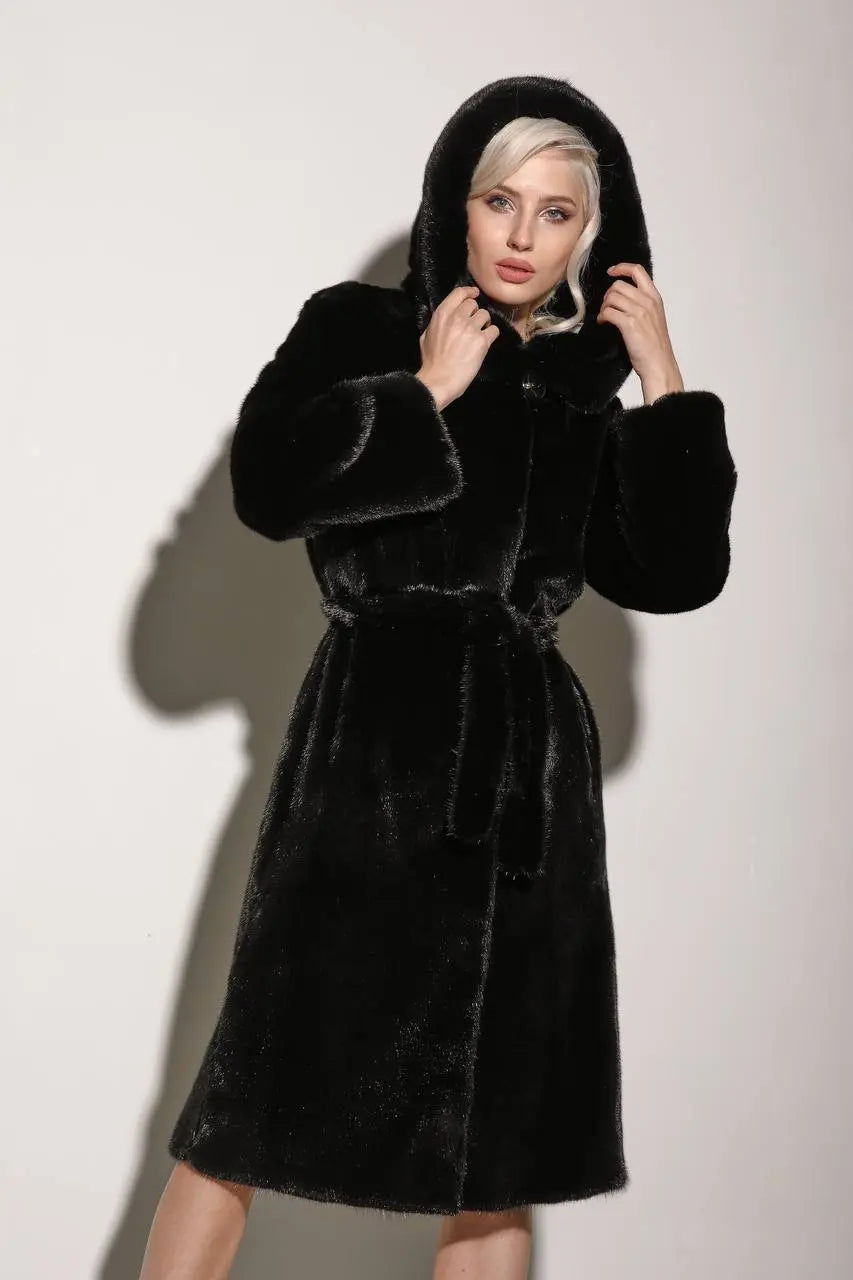 Mink natural fur coat 170 cm. Haina din blana naturala de vizon 170 lungime KALINKA FURS