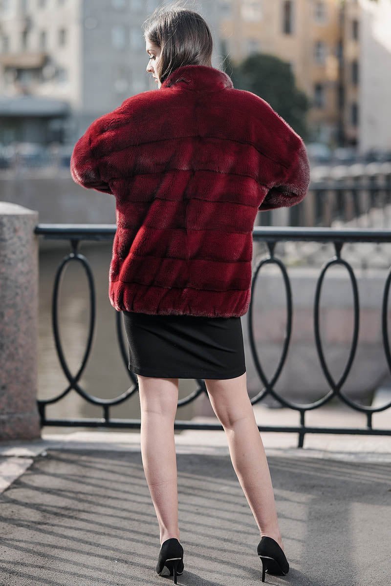 Natural Mink Fur Coat with English Collar. Haina din blana naturala de vizon cu revere. KALINKA FURS