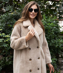 Teddy Coat English Collar. Palton de iarna oversized din lana de oaie. KALINKA FURS