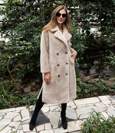 Teddy Coat English Collar. Palton de iarna oversized din lana de oaie. KALINKA FURS