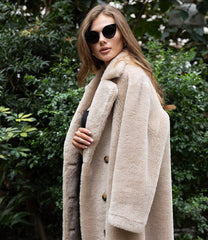 Teddy Coat English Collar. Palton de iarna oversized din lana de oaie. KALINKA FURS