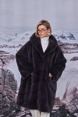 Jacheta din blană de nurcă/vizon, nuanța grafit