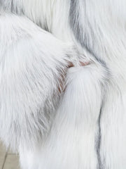 Alexia Long natural arctic fox fur coat with English collar 