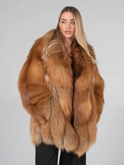 Elena Short natural fox fur coat 