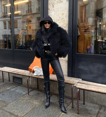 Mongolian Fur Coat with English Collar. Blana naturala din oaie mongoleza cu revere. KALINKA FURS