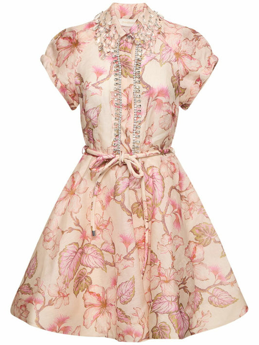 Elin rochie cu print floral și aplicații