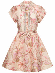 Elin rochie cu print floral și aplicații