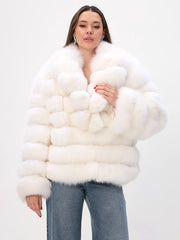 Short coat made of natural arctic fox fur 
