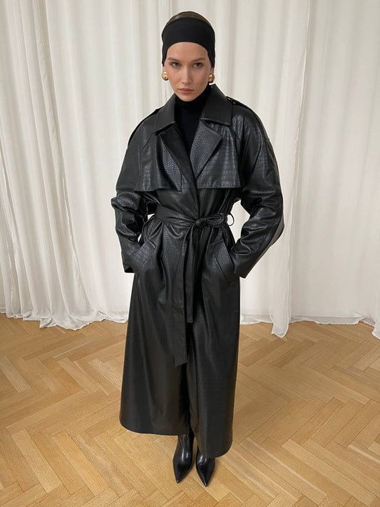 Oversized Masculine Natural Leather Trench Coat. Trench din piele naturala stil masculin oversized KALINKA FURS