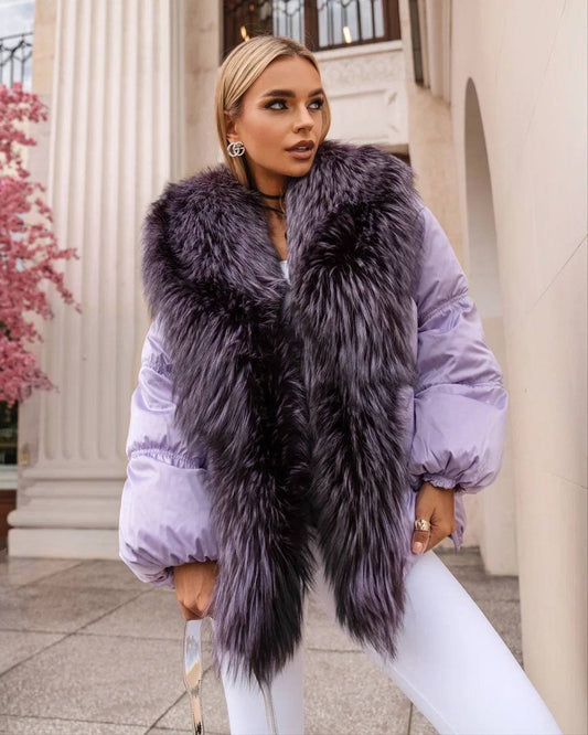 Winter jacket fox fur. Jacheta de iarna cu blana de vulpe KALINKA FURS