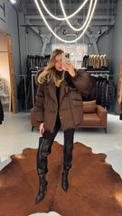 Goose Down Puffer Oversized Jacket Fox Collar. Geaca cu puf de gasca si guler din vulpe KALINKA FURS