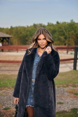 Haina din blana ecologica de nurcă, nuanta grafit