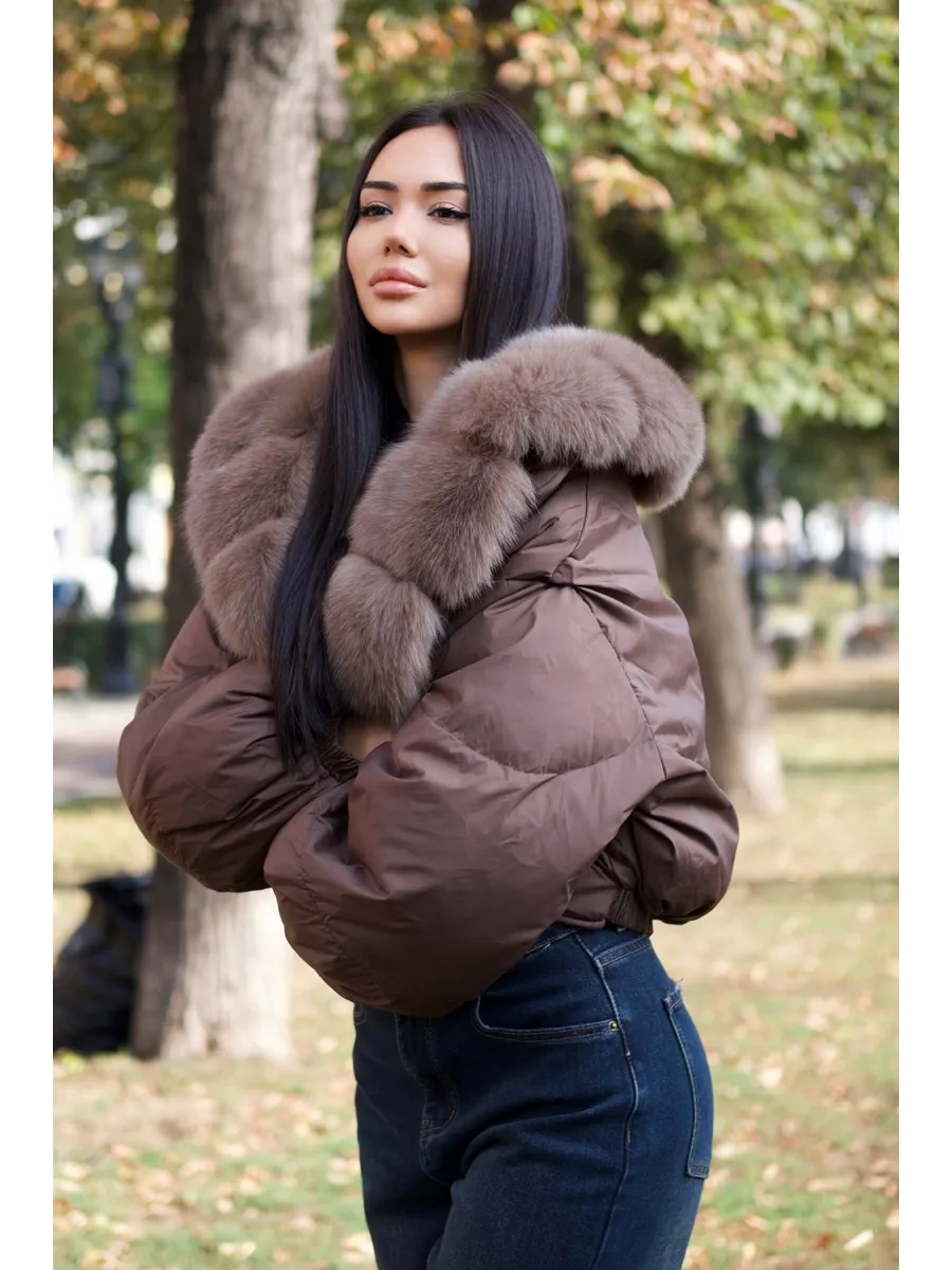 Ilene geaca de iarnă cu puf și blană naturală