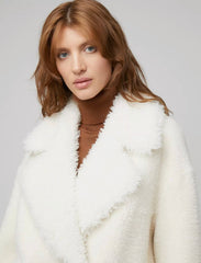 White Teddy Fur Coat. Palton alb din blana KALINKA FURS