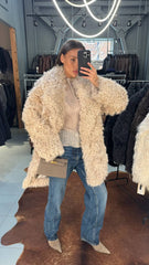 Rochy haină din blană naturala de oaie Tigrado