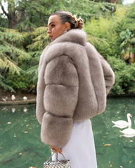Elise Genuine fox fur coat with collar 
