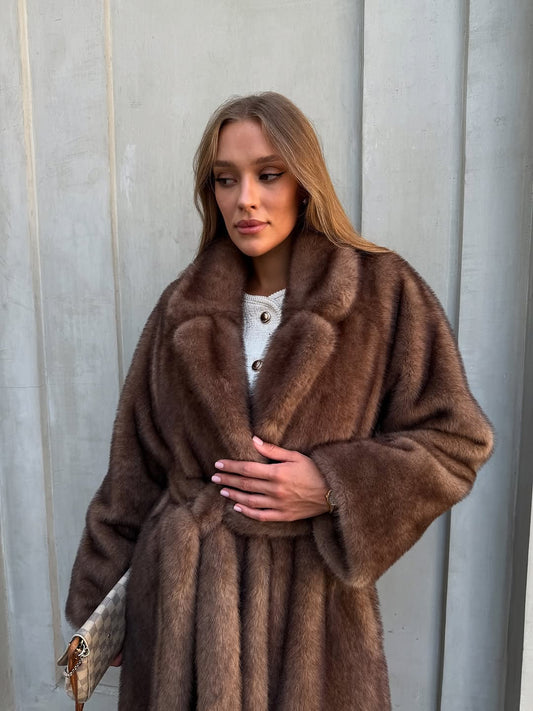 Palton din blană ecologică stil nurcă blackglama