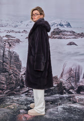 Jacheta din blană de nurcă/vizon, nuanța grafit