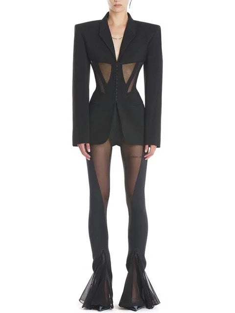 Enrika set sacou cu pantaloni transparenți