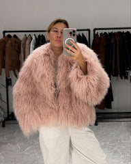 Mongolian Fur Coat with English Collar. Blana naturala din oaie mongoleza cu revere. KALINKA FURS