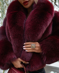 Ariadna Genuine fox fur coat for auction, with collar, burgundy.