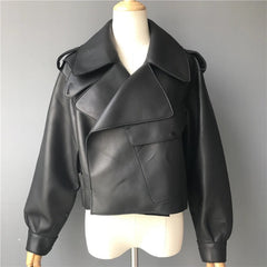 Epaulettes embellished leather jacket. Jacheta din piele cu epoleti KALINKA FURS