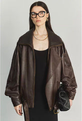 Masculine Oversized Leather Jacket. Geaca in stil masculin oversized KALINKA FURS